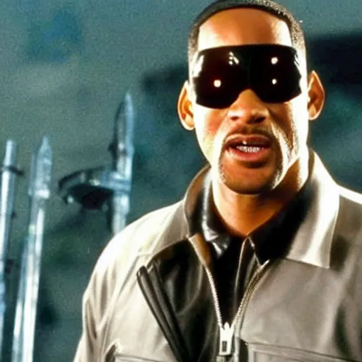 Prompt: a still of Will Smith starring as Peter Griffin in the movie the Terminator