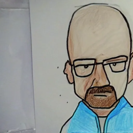 Image similar to child's drawing depiction of walter white