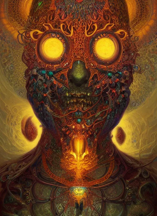 Image similar to dan deacon glowing eyes, shamanic poster lsd art, intricate, elegant, highly detailed, centered, digital painting, artstation, concept art, smooth, sharp focus, illustration, artgerm, tomasz alen kopera, peter mohrbacher, donato giancola, joseph christian leyendecker, wlop, frank frazetta