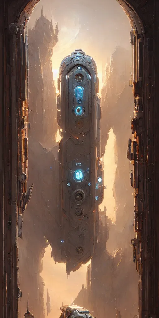 Image similar to hyper realistic ornate sci - fi double door by jordan grimmer, darek zabrocki