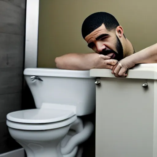 Prompt: drake farting in a toilet