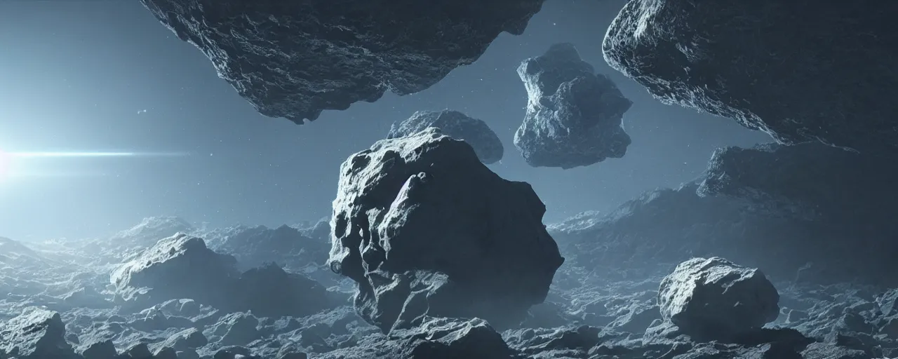 Image similar to asteroid made of diamonds, [ cinematic, detailed, epic, widescreen, opening, establishing, mattepainting, photorealistic, 4 k, octane render, art by greg rutkowski ]