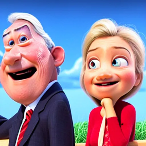 Image similar to a frame from the pixar film up, starring bill clinton