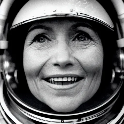 Prompt: closeup portrait of the first woman on the moon, astronaut, by Steve McCurry and David Lazar, natural light, detailed face, CANON Eos C300, ƒ1.8, 35mm, 8K, medium-format print