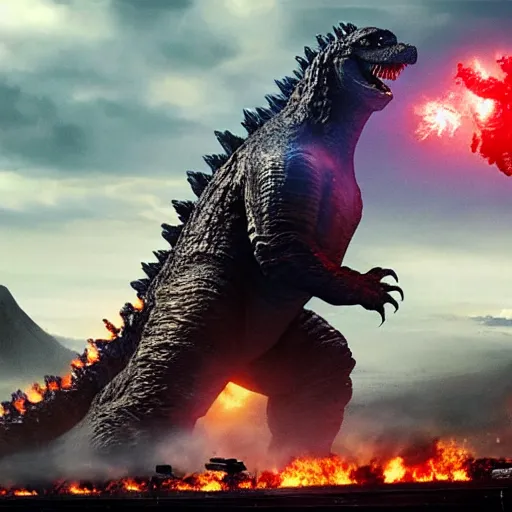 Prompt: film still from the new live - action netflix movie adaptation,'godzilla vs x - com'