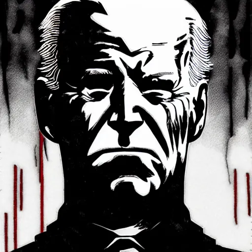 Image similar to Joe Biden looking sinister, by Tsutomu Nihei, highly detailed