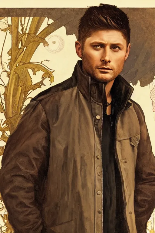 Prompt: a detailed matte portrait of an jensen ackles dressed dean in the gilmore girls, masterpiece, 8 k, art by alphonse mucha and greg rutkowski