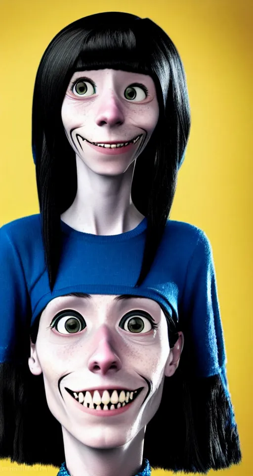 Prompt: a well composed 4k award winning sharp and detailed digital photograph of Coraline Jones from Coraline (2009) as a real human, realistic photo