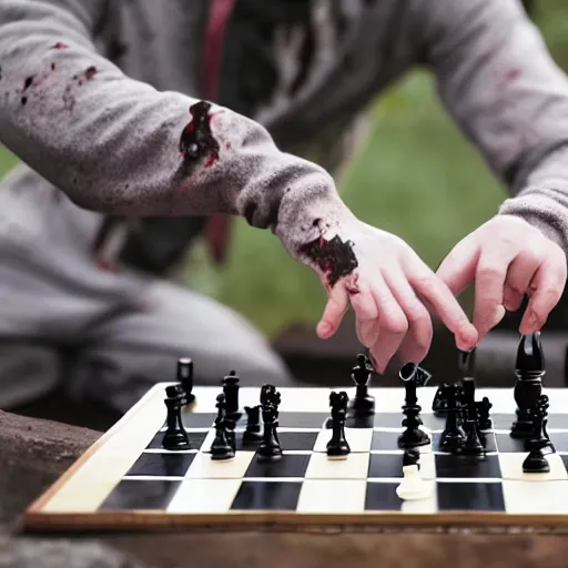 Image similar to zombie playing chess with humans