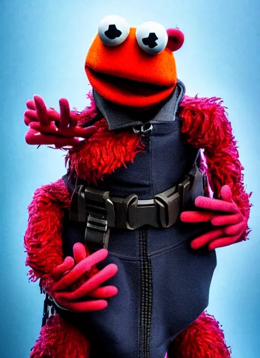 Image similar to studio portrait still of muppet!!!!! nick fury the winter soldier in avengers endgame!!!!!! as a muppet muppet as a muppet, 8 k, studio lighting, key light,