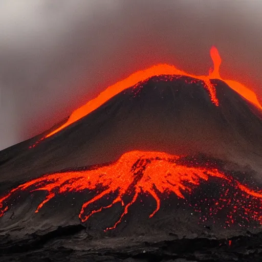 Image similar to A volcano spewing skulls