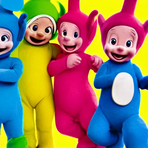 Image similar to teletubbies smurfs