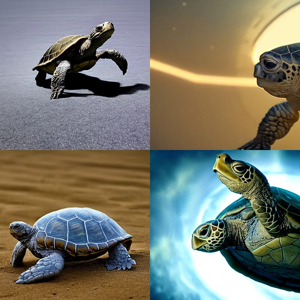 Prompt: a turtle starring in interstellar