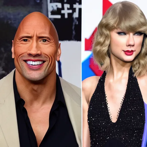 Prompt: Dwayne the rock Johnson, Taylor swift hair, Taylor swift face