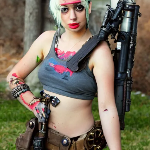 Prompt: Natalie Potman as Tankgirl, Dieselpunk, full body