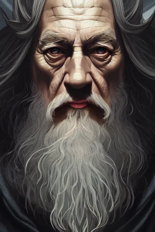 Prompt: a portrait of gandalf the grey, fantasy, sharp focus, intricate, elegant, digital painting, artstation, matte, highly detailed, concept art, illustration, ambient lighting, art by ilya kuvshinov, artgerm, alphonse mucha, and greg rutkowski