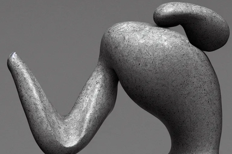 Image similar to a black and white photo of an otherworldly alien sculpture, an abstract stone metal sculpture by isamu noguchi, zbrush central, precisionism, marble sculpture, biomorphic