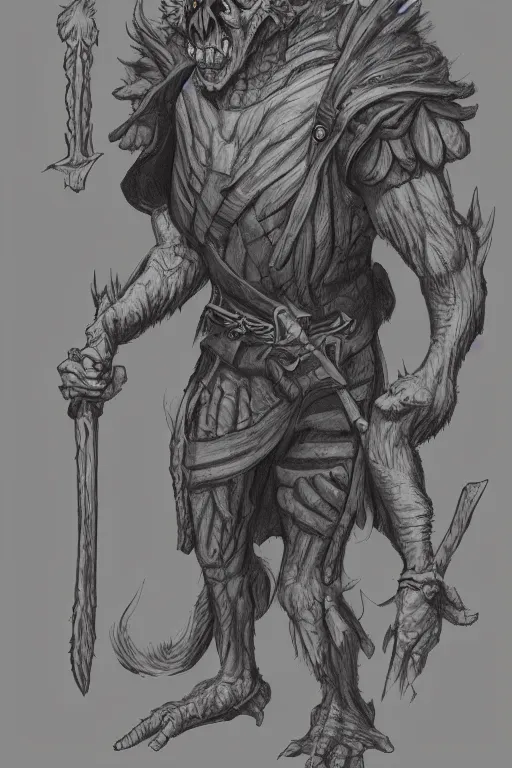 Prompt: a hobgoblin, concept character, full body, rpg dnd illustration