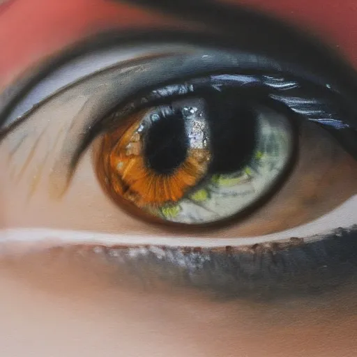 Prompt: beautiful painting, iris human's eye, photo, closeup shot, high resolution, high detail, hyper realistic, 4K, 8K