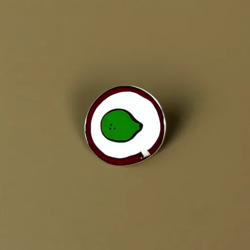 Prompt: a retro minimalistic circle enamel pin of an exploding jalapeno, use of negative space allowed, smooth curves