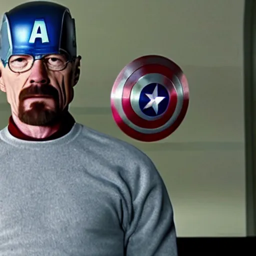 Image similar to walter white with captain america body