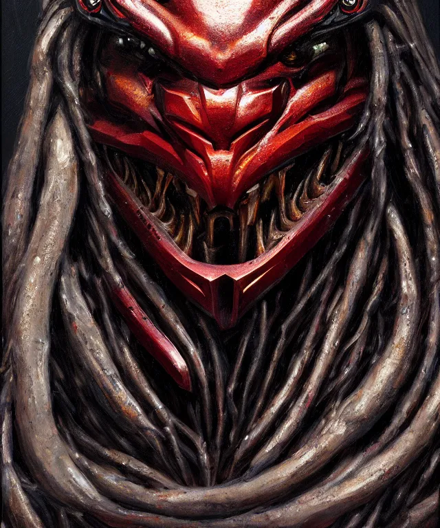Image similar to a bust shot of the predator by ken barthelmey, oil on canvas, deep depth field, masterpiece, trending on artstation, featured on pixiv, cinematic composition, hyper - detailed, hd, hdr, 4 k, 8 k