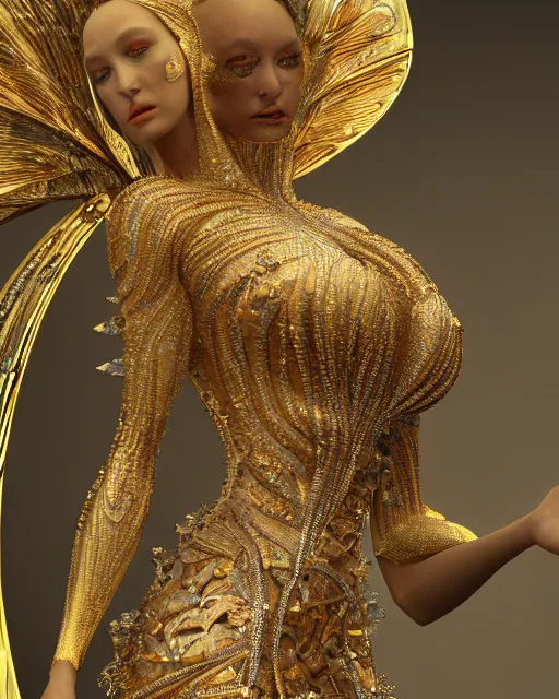 Image similar to a highly detailed metahuman 4 k close up render of an alien goddess bella hadid monument shakti in iris van herpen dress schiaparelli in diamonds crystals swarovski and jewelry iridescent in style of alphonse mucha gustav klimt trending on artstation made in unreal engine 4