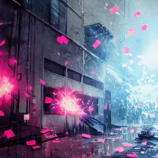 Prompt: a pink microwave exploding with confetti, dramatic lighting, illustration by greg rutkowski, yoji shinkawa, 4 k, digital art, concept art, trending on artstation