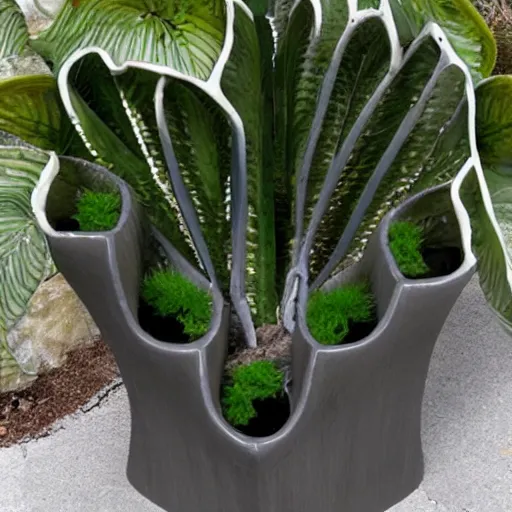 Prompt: an architectural, unique pot made for houseplants, high end, design, graphic, statement piece