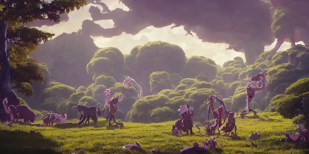 Image similar to a wholesome animation key shot of a band behemoth performing on stage, medium shot, studio ghibli, pixar and disney animation, 3 d, sharp, rendered in unreal engine 5, anime key art by greg rutkowski, bloom, dramatic lighting