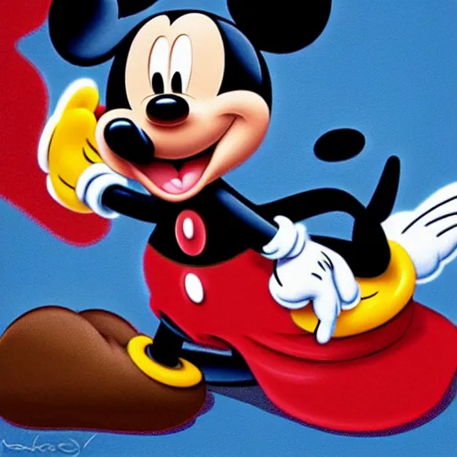 Prompt: Mickey Mouse getting a spanking from Minnie Mouse, realistic, high detail,