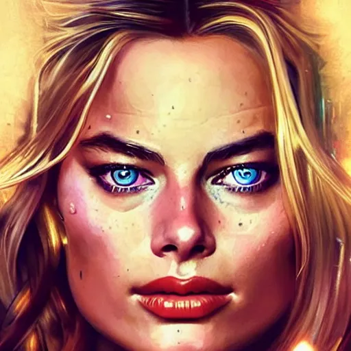 Prompt: Margot Robbie's face combined with Jennifer Anniston's face as a Space Marine, western, D&D, fantasy, intricate, elegant, highly detailed, digital painting, artstation, concept art, matte, sharp focus, illustration, art by Artgerm and Greg Rutkowski and Alphonse Mucha