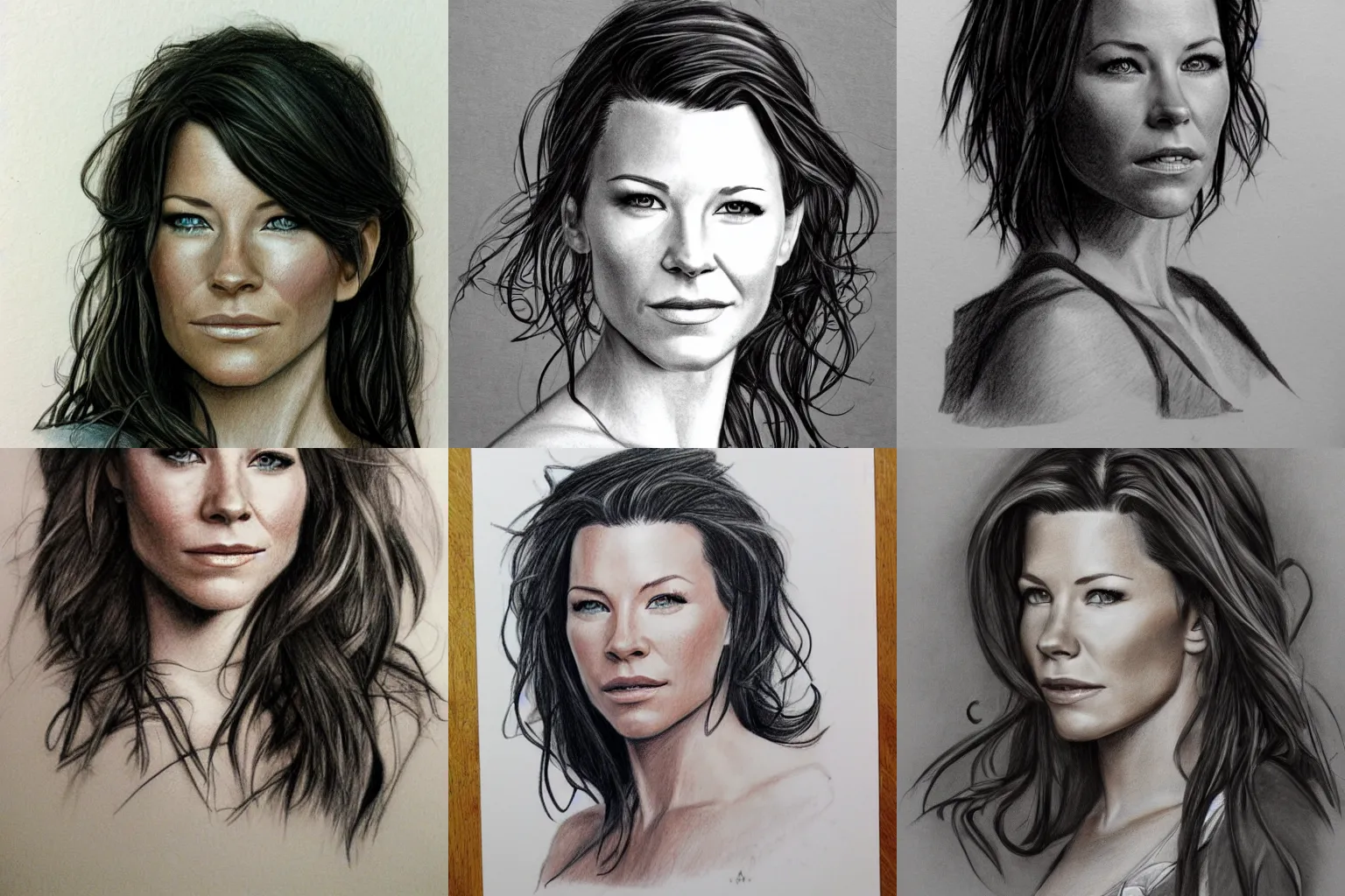 Prompt: Pencil sketch portrait of Evangeline Lilly, trending on deviantart