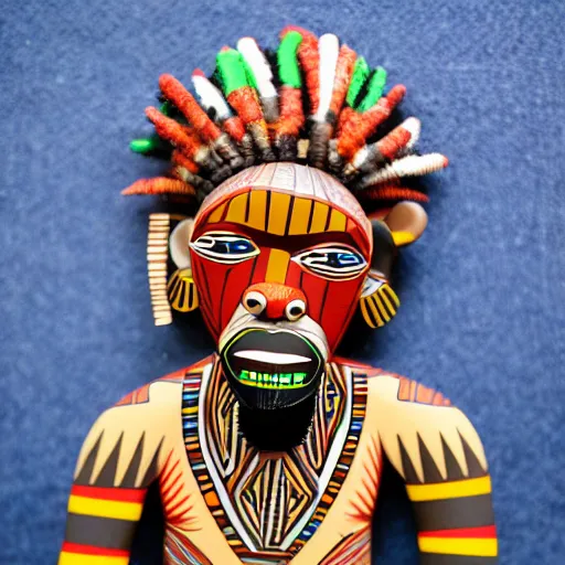 Image similar to african tribal chief vinyl art toy, detailed product photo,