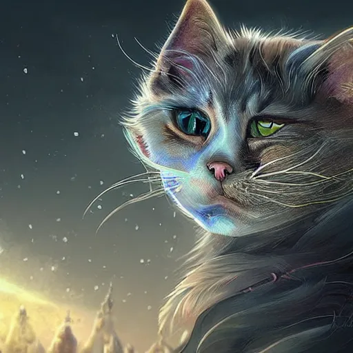 Image similar to fantasy cat, high detail, digital art, beautiful , concept art,fantasy art, 4k