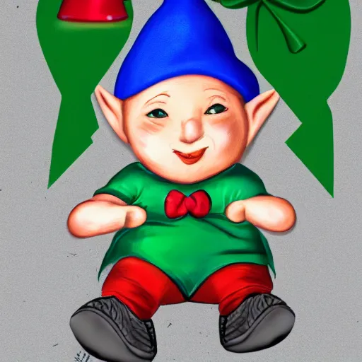 Image similar to athletic gnome with blonde hair and short bow, digital art