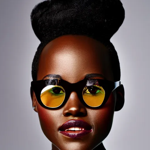 Prompt: Fully-clothed full-body close-up portrait of Lupita Nyong'o wearing sun glasses, XF IQ4, 50mm, F1.4, studio lighting, professional, 8K