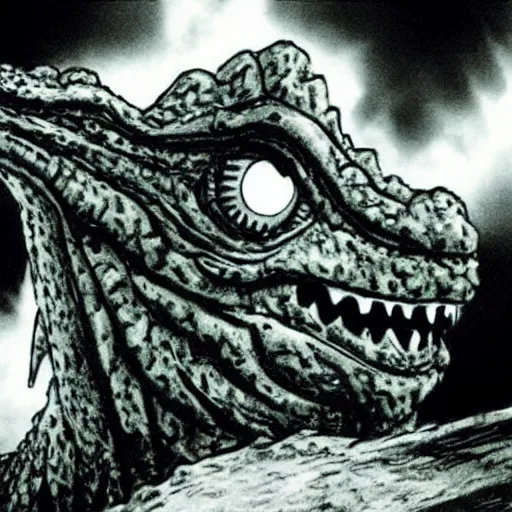 Image similar to godzilla with googly eyes by tim burton