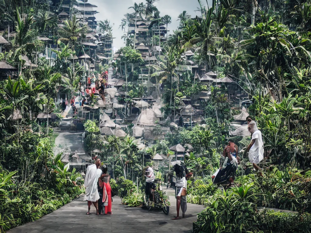 Image similar to a photo of futuristic bali island in the year 2 0 5 0, perfect faces, 5 0 mm, award winning photography