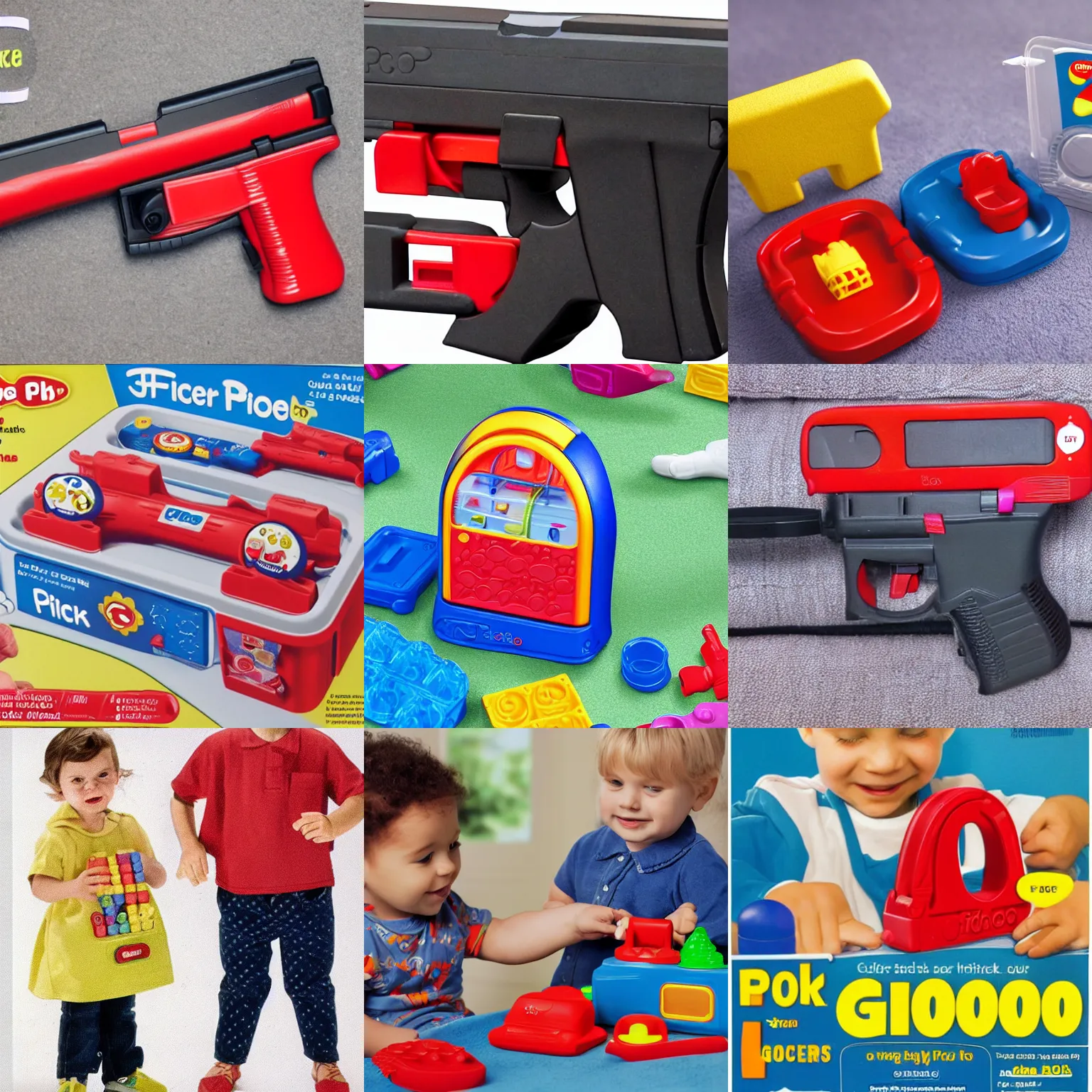 Prompt: ad for the fisher price glock