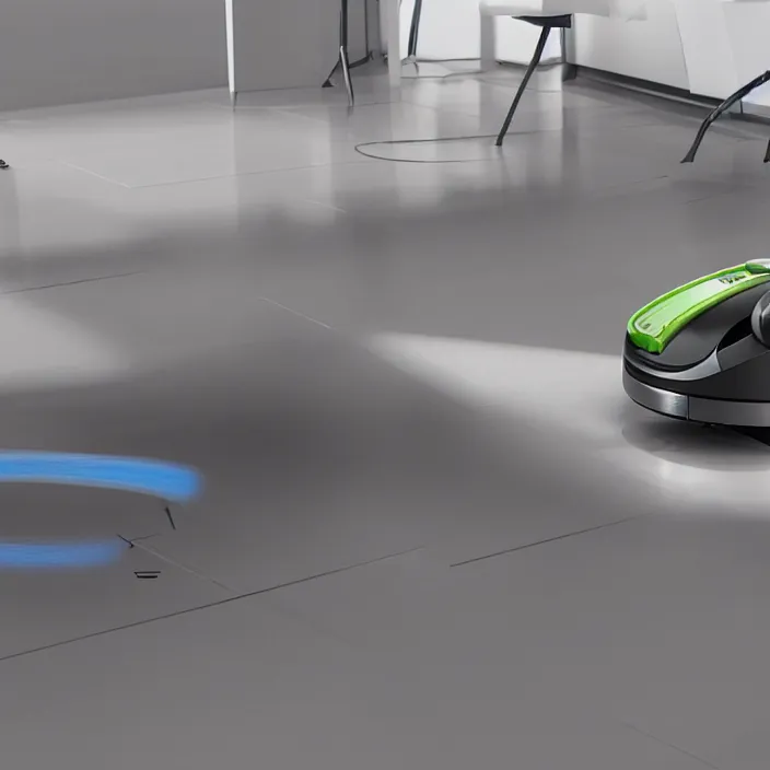 Image similar to A Roomba with 4 long robotic legs, 3D product advertising, 3D professional advertising, studio quality