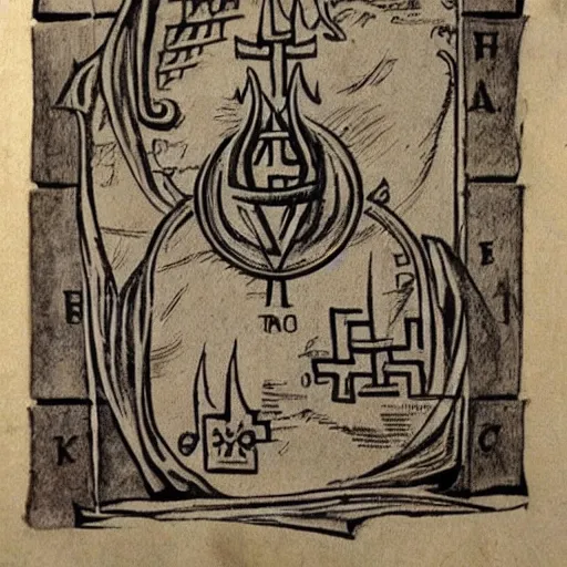 Image similar to magic fire iconography old book vintage bible occult rune sketch alchemy ink