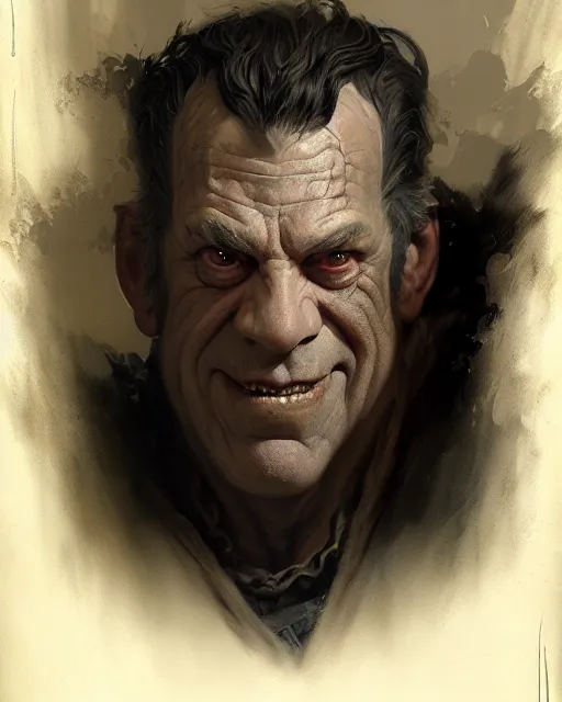 Image similar to portrait of lon chaney jr woldman universal pictures, fantasy character portrait, ultra realistic, concept art, intricate details, highly detailed by greg rutkowski, gaston bussiere, craig mullins, simon bisley