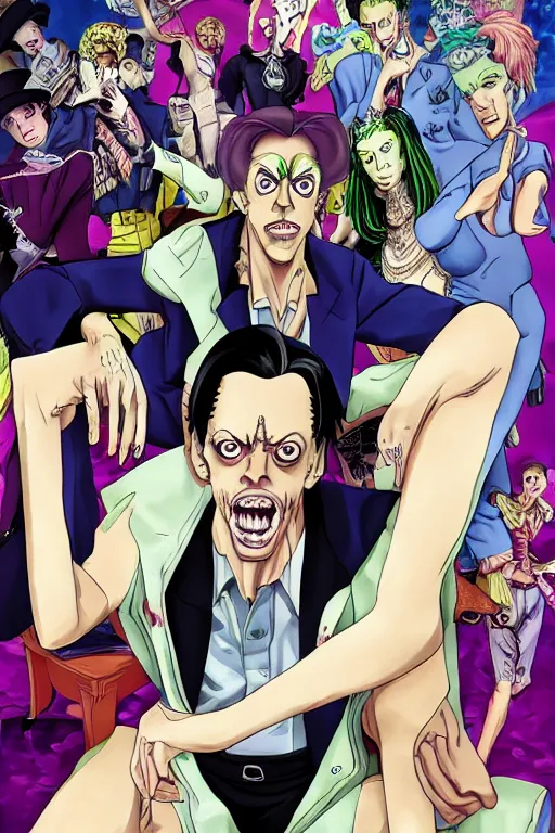 Image similar to Steve buscemi in Jojos bizarre adventure, anime by hirohiko araki,