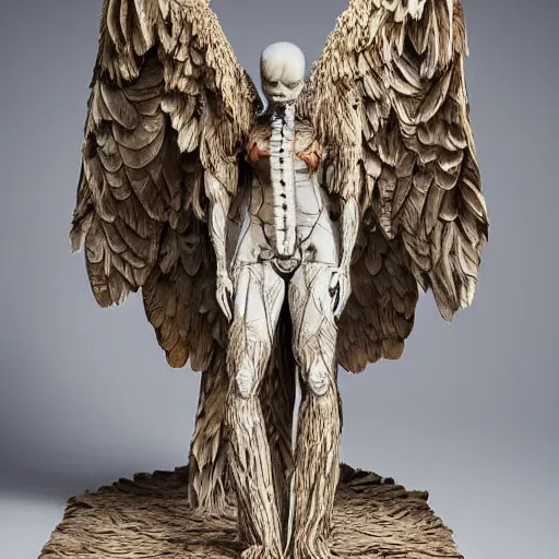 Image similar to inside of bird angel anatomy, highly detailed sculpture, anatomical, ommatidia, post - processing, intricate detailed, dom qwek, darren bartley, james jean