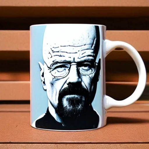 Image similar to mug with walter white's face on it