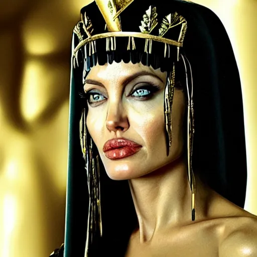 Prompt: an amazing award winning photo of angelina jolie as cleopatra, beautiful masterpiece