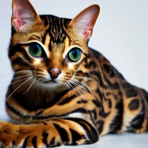 Prompt: bengal cat, adult, beautiful fur, friendly, detailed, photorealistic - i