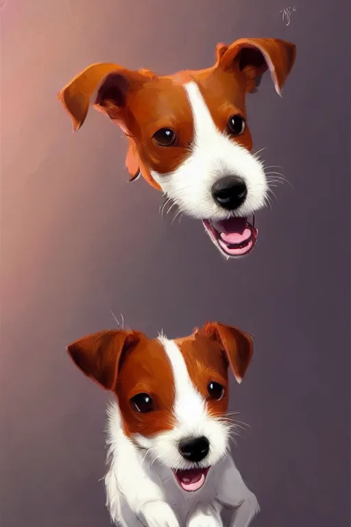 Prompt: adorable jack russel terrier smiling with her eyes closed jumping in the air, wide angle fantasy art, artstation character design contest winner, trending on cgsociety, concept art, speedpaint, beautiful digital art, jesper ejsing, james jean, justin gerard, fenghua zhong, makoto shinkai, highly detailed