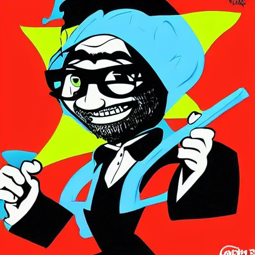 Prompt: Jamie Hewlett art of Danny Devito as a member of Gorillaz, cartoon comic art